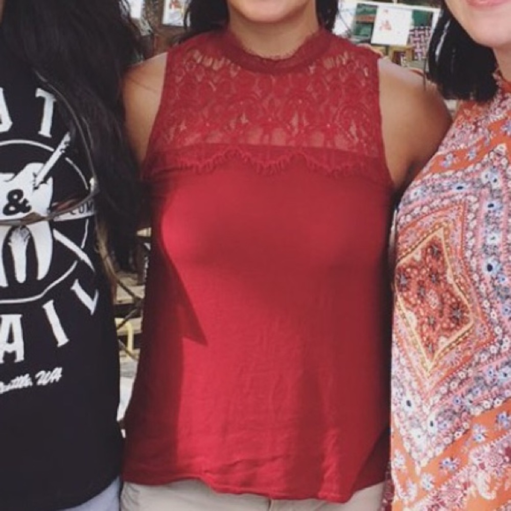 Red lacy shirt